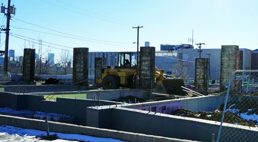 Construction is underway on new townhomes at Federal Boulevard and 33rd Ave. Photo by Burl Rolett.