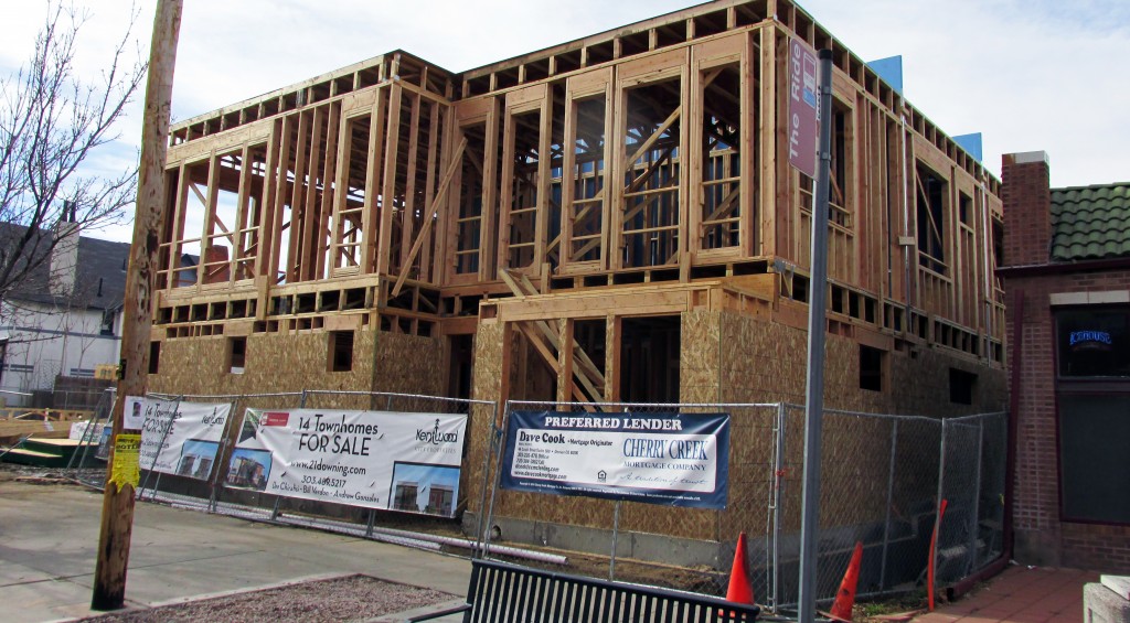 Fourteen townhomes are in the works on Downing Street. Photo by Burl Rolett.