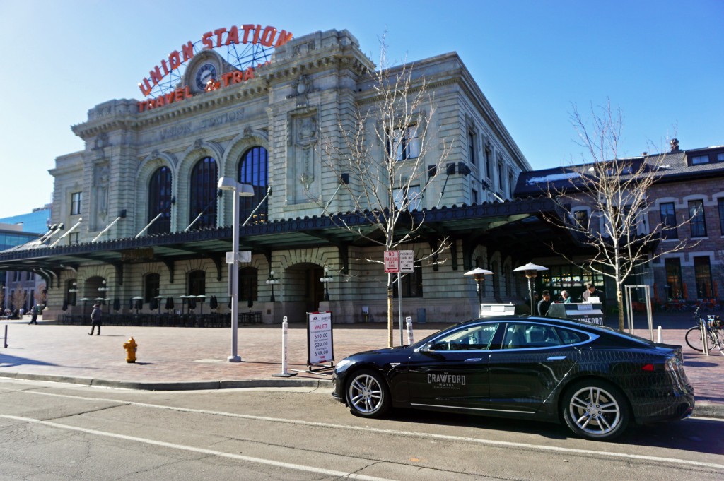 The Crawford Hotel - located in Union Station - bought a Tesla for guests. Photo by George Demopoulos.