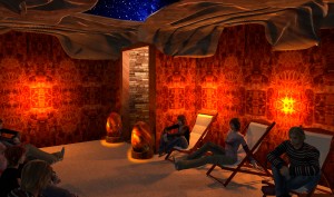 The spa will be built around the salt cave, a small room lined wall-to-wall with Himalayan salt. 