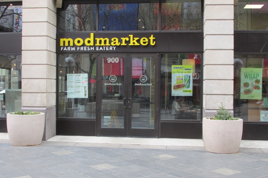 Modmarket, a restaurant that has a location on the 16th Street Mall, is taking a similarly named pizza restaurant to court. Photo by Aaron Kremer.