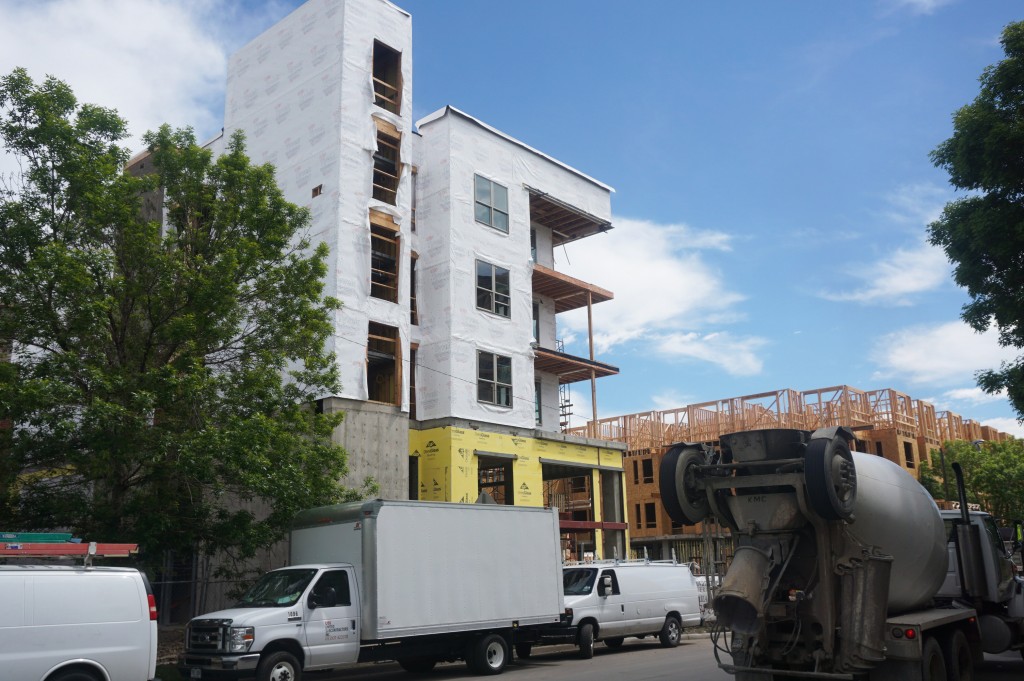Apartments are taking shape at the St. Anthony's site. Photo by Burl Rolett.