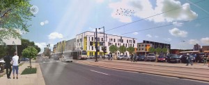 Plans call for two buildings and a total of 223 units. Rendering courtesy of Century.
