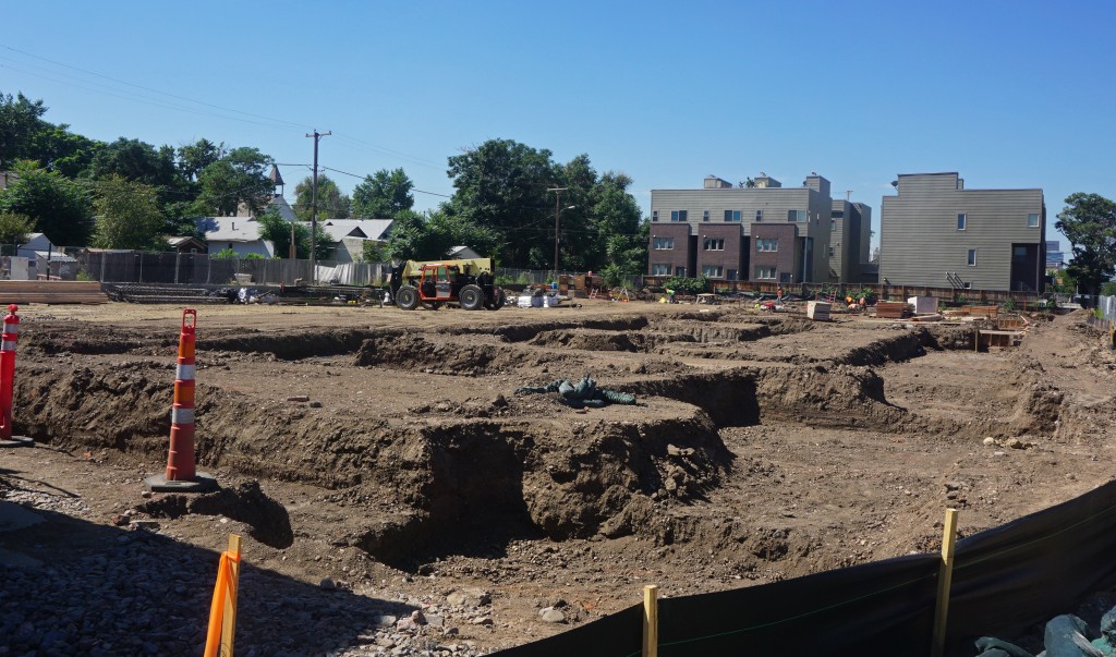 Site work is underway at 35th and Larimer. Photo by Burl Rolett.