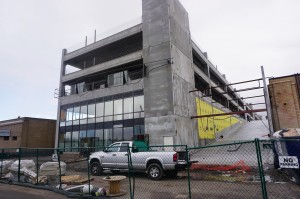 Construction is underway on the new building in Industry. Photo by George Demopoulos.