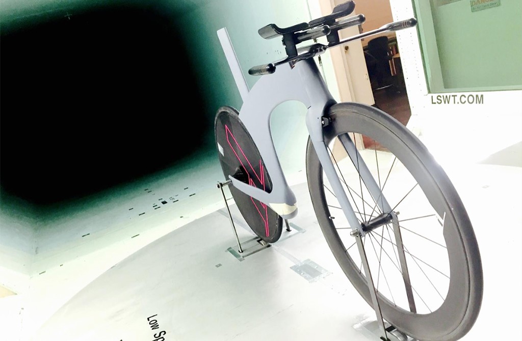 Salazar tested prototypes of the Omni bike frame in a wind tunnel to combat wind drag. (Courtesy TriRig)