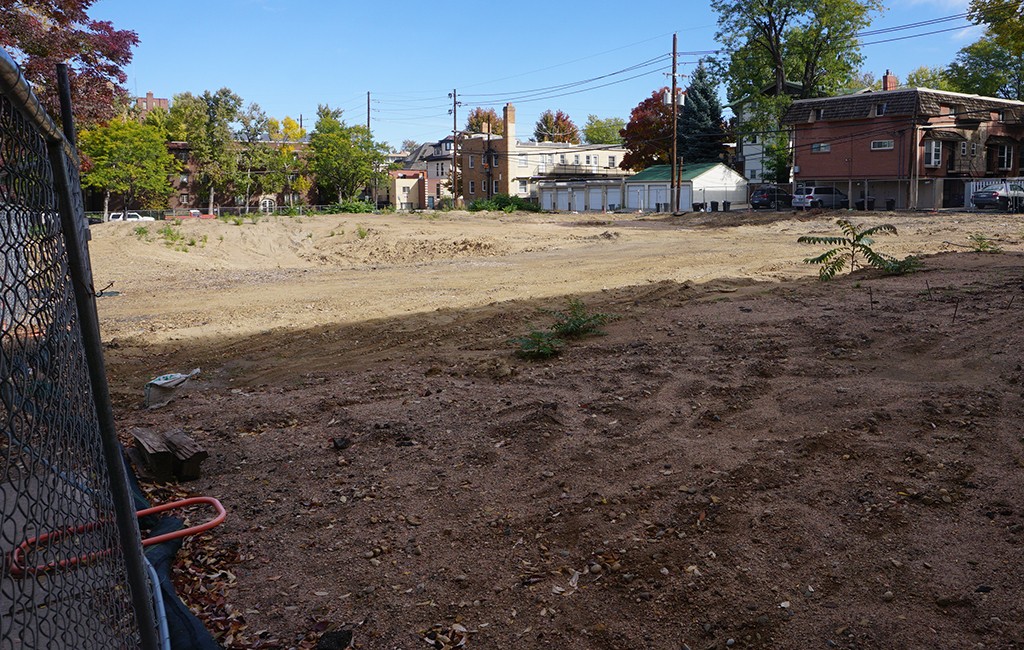 Koelbel Urban Homes cleared land at 14th and Vine streets in Cheesman Park to build 14 new townhomes. (Burl Rolett)