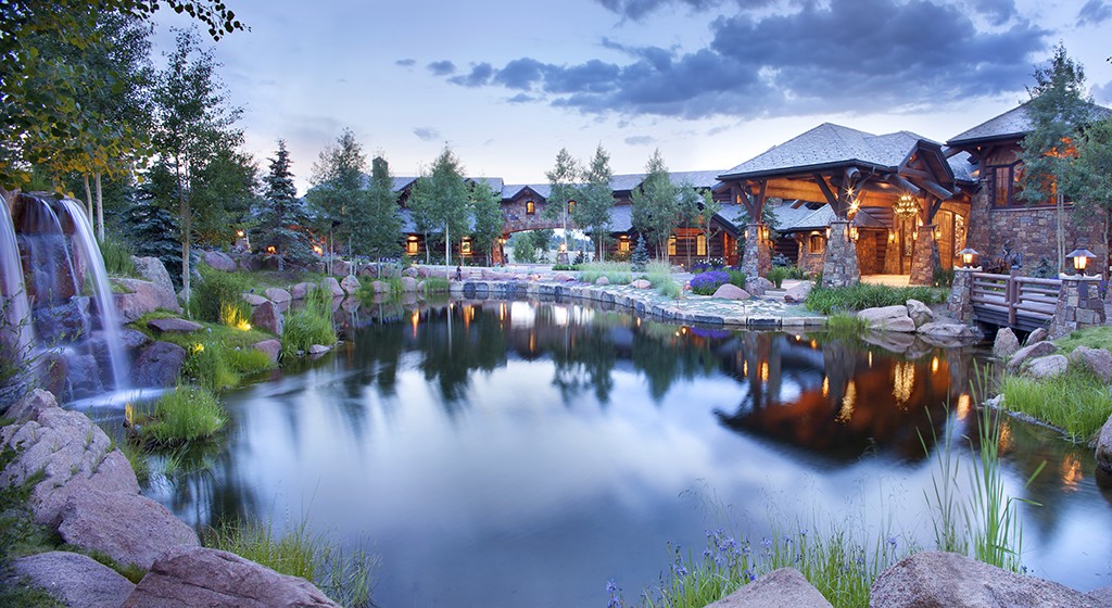 Aspen Grove's main house, guest house and master suite are connected by bridges over streams and waterfalls. (Courtesy LIV Sotheby's)