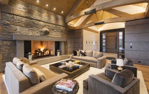 The home's modern mountain design includes steel-plated fireplaces and Colorado stone. (Courtesy Bowden Properties)