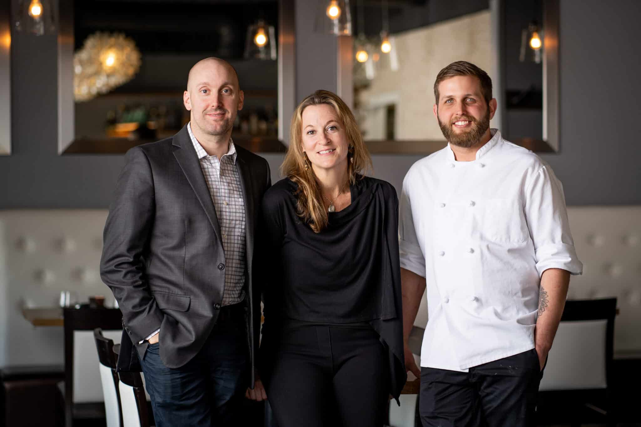 Restaurant Olivia partners Austin Carson Heather Morrison and Ty Leon credit Joni Schrantz scaled