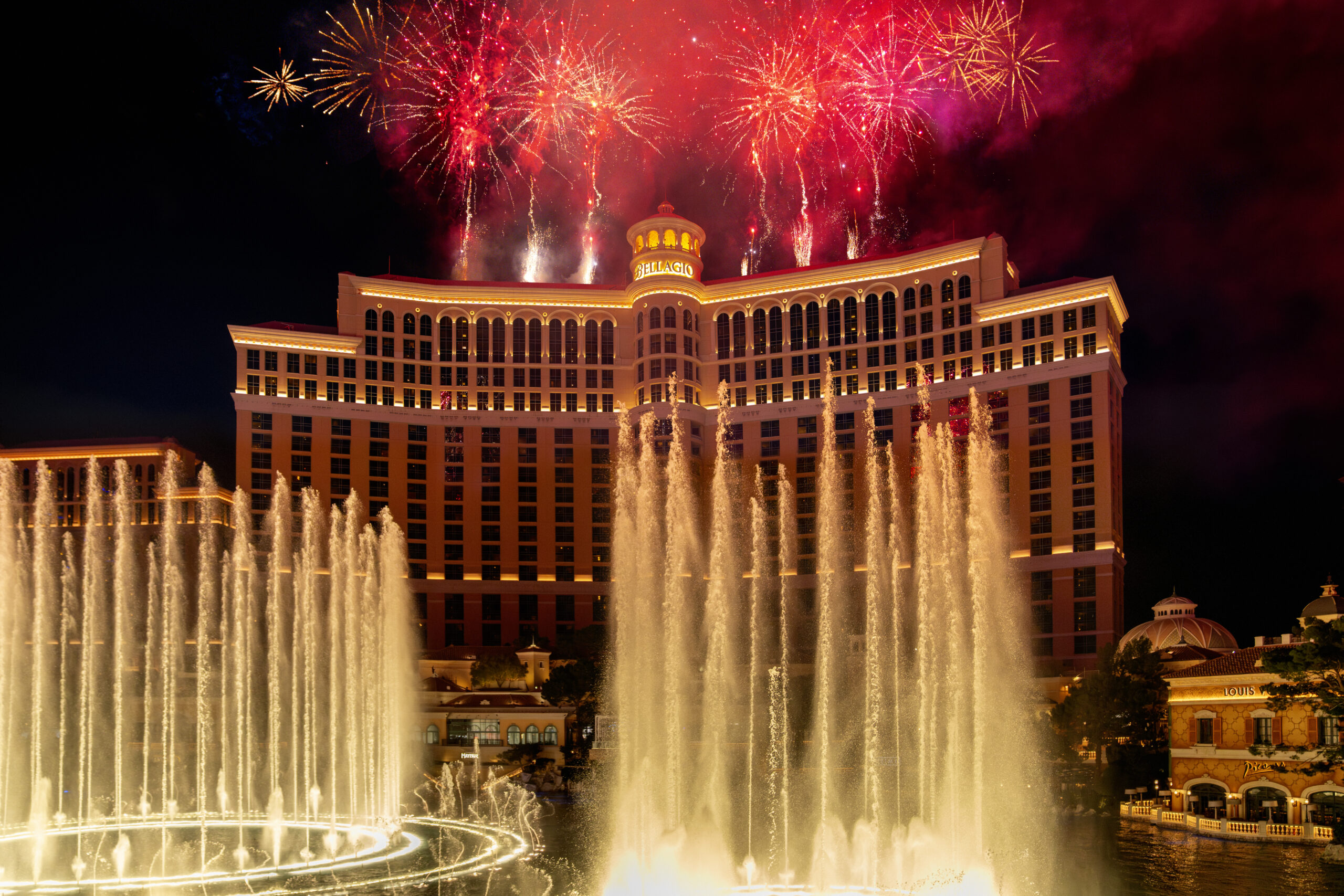 Bellagio Fountain Club Fireworks scaled