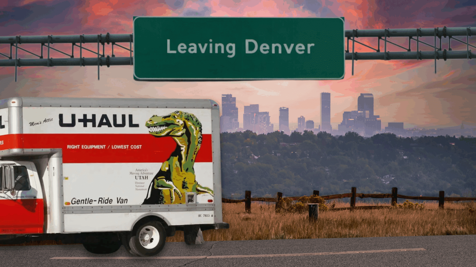 Moving truck leaving Denver
