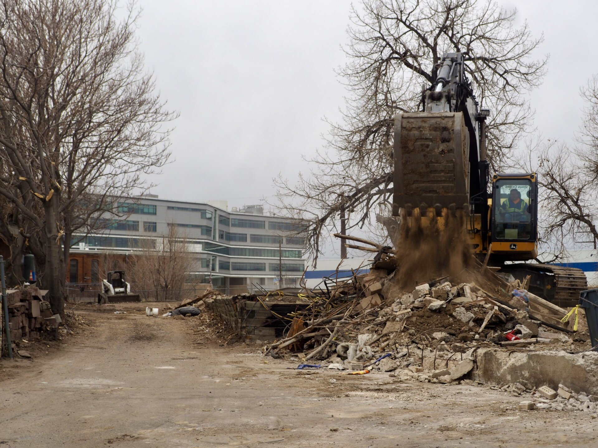 bulldozer moves dirt