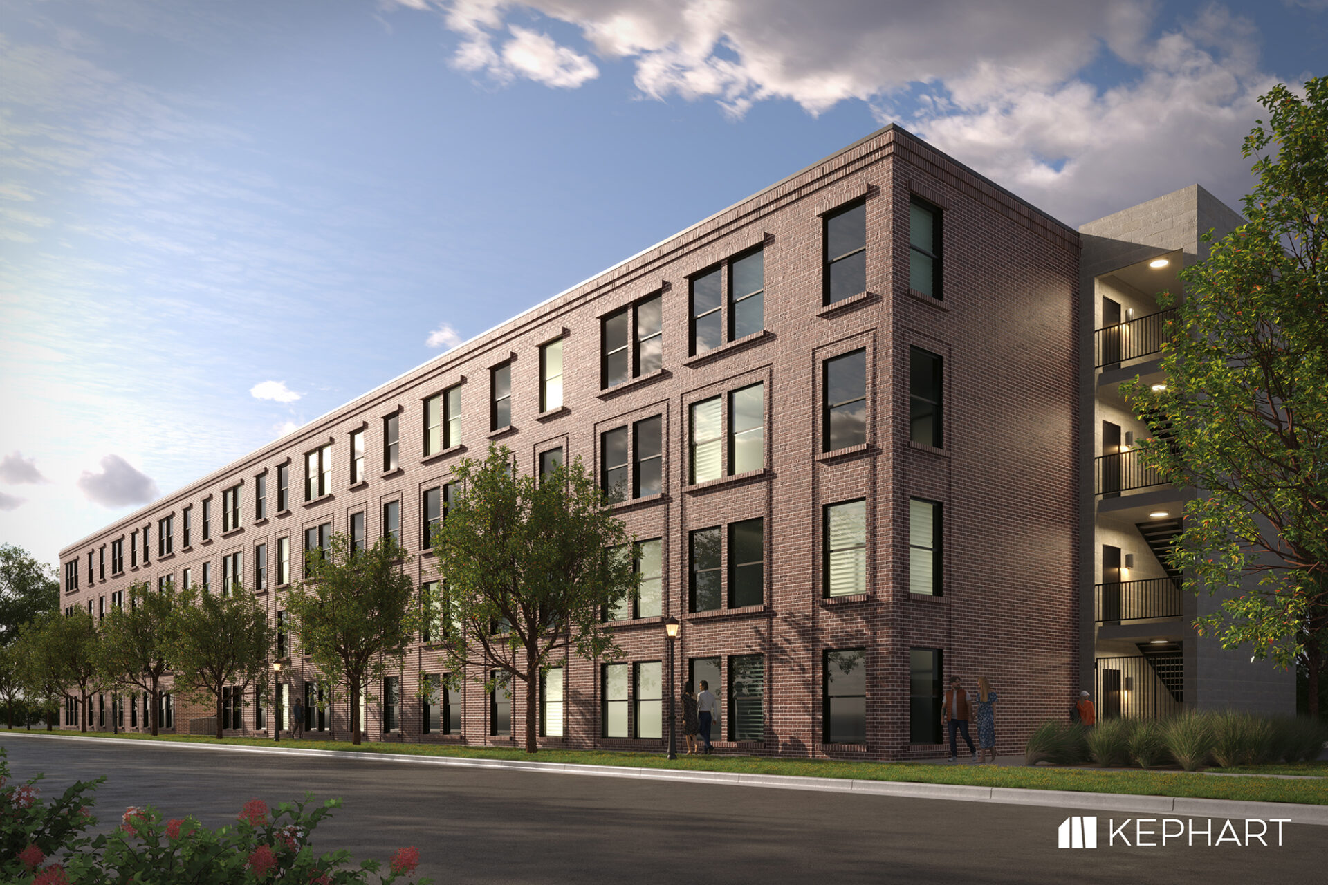 rendering of the cole train apartment building