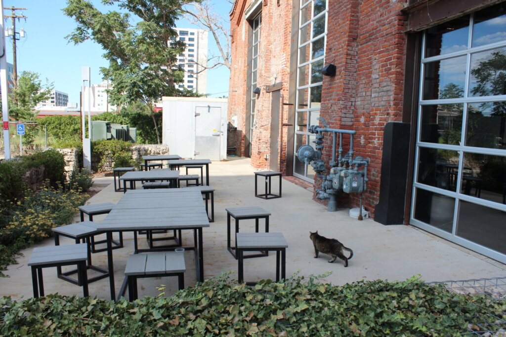 The patio outside The Source Hotel, which will seat customers of El Chingon.