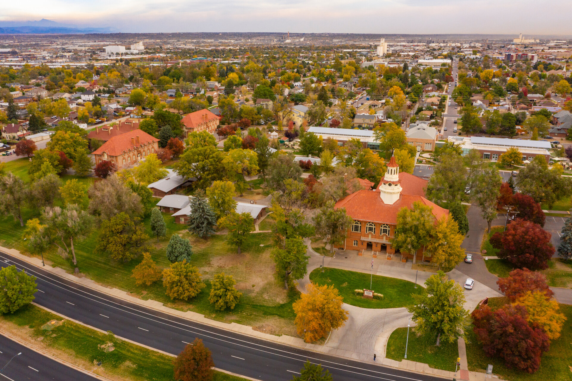 An aerial of the Clayton Early Learning Campus.