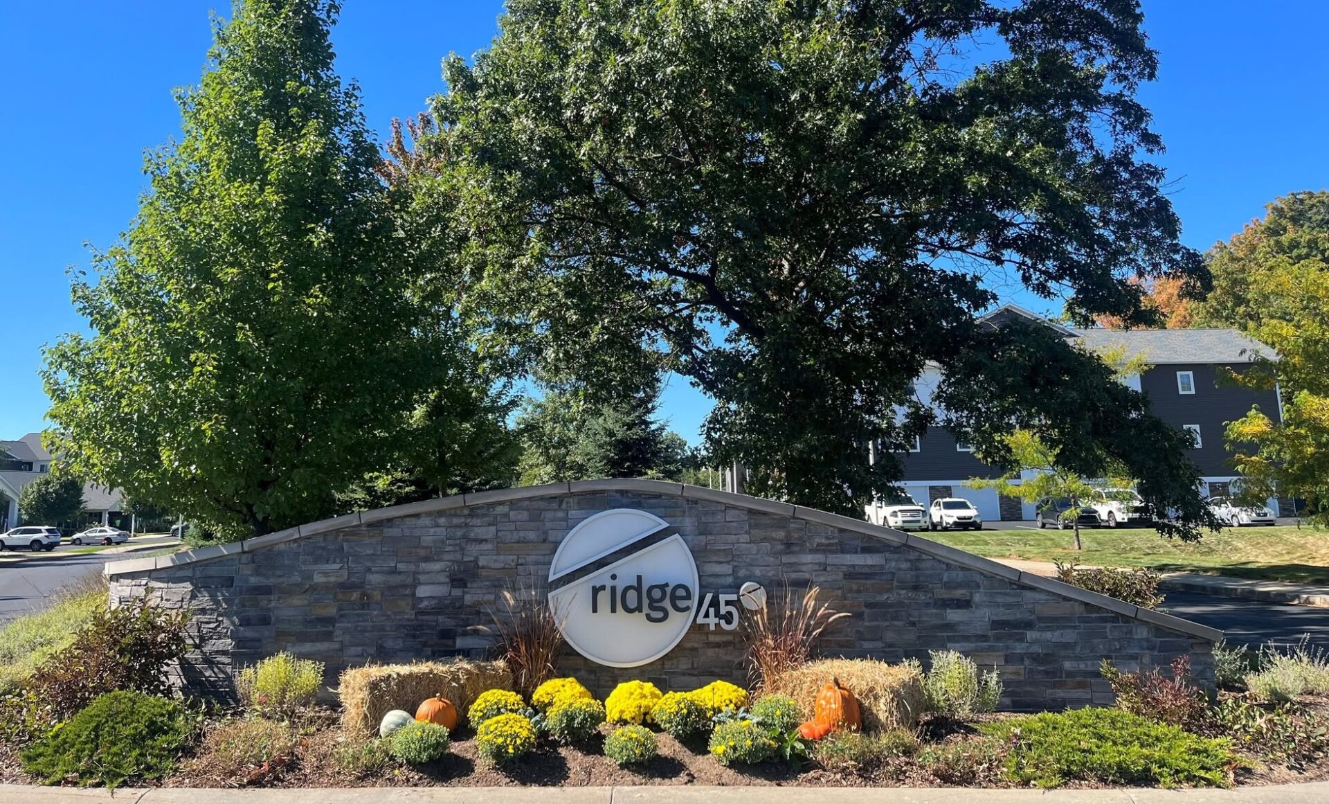 Signage outside Ridge45 in Traverse City, Mich.
